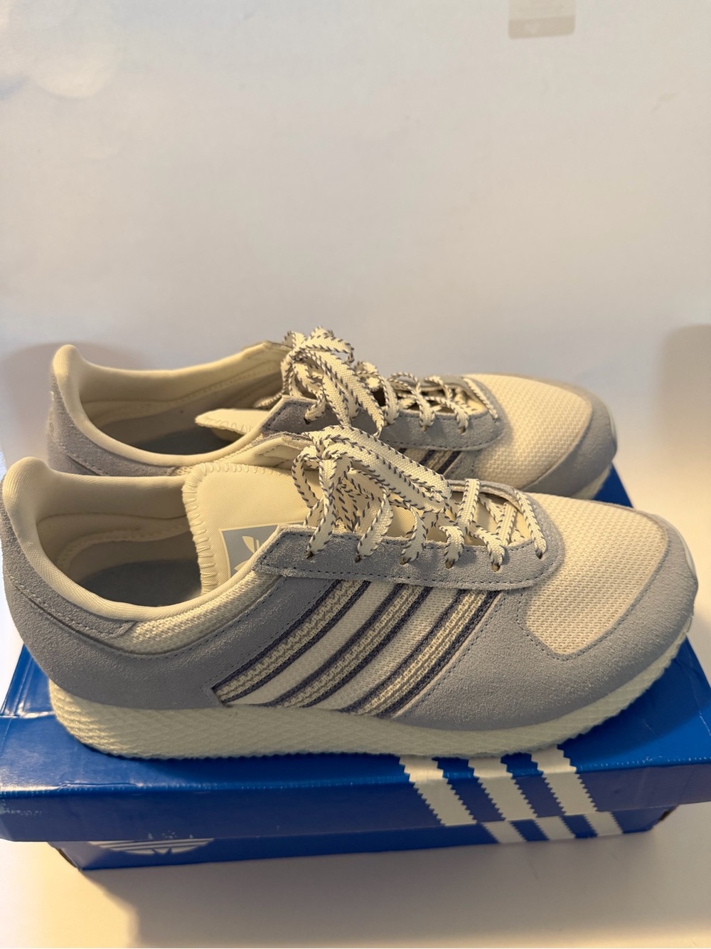 adidas women’s white blue Retro Runner Sneakers